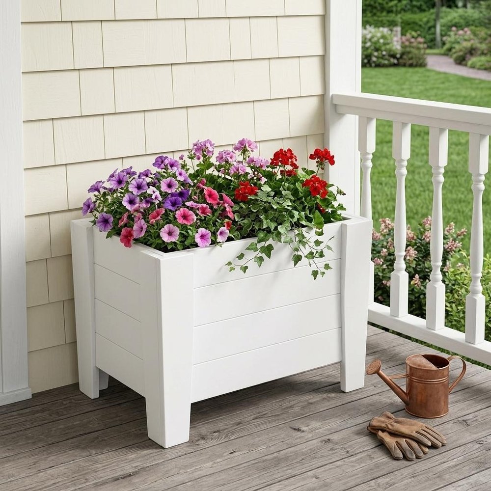 Black Heavy Duty Plastic Square Planter Box - 20 X 24-inch