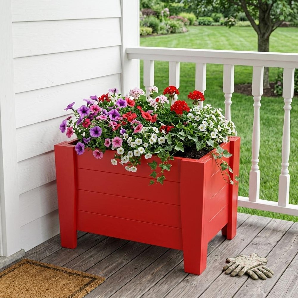 Black Heavy Duty Plastic Square Planter Box - 20 X 24-inch