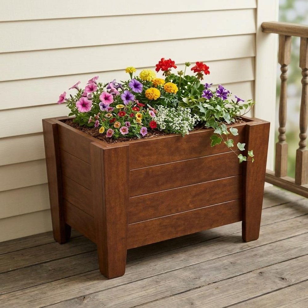 Black Heavy Duty Plastic Square Planter Box - 20 X 24-inch
