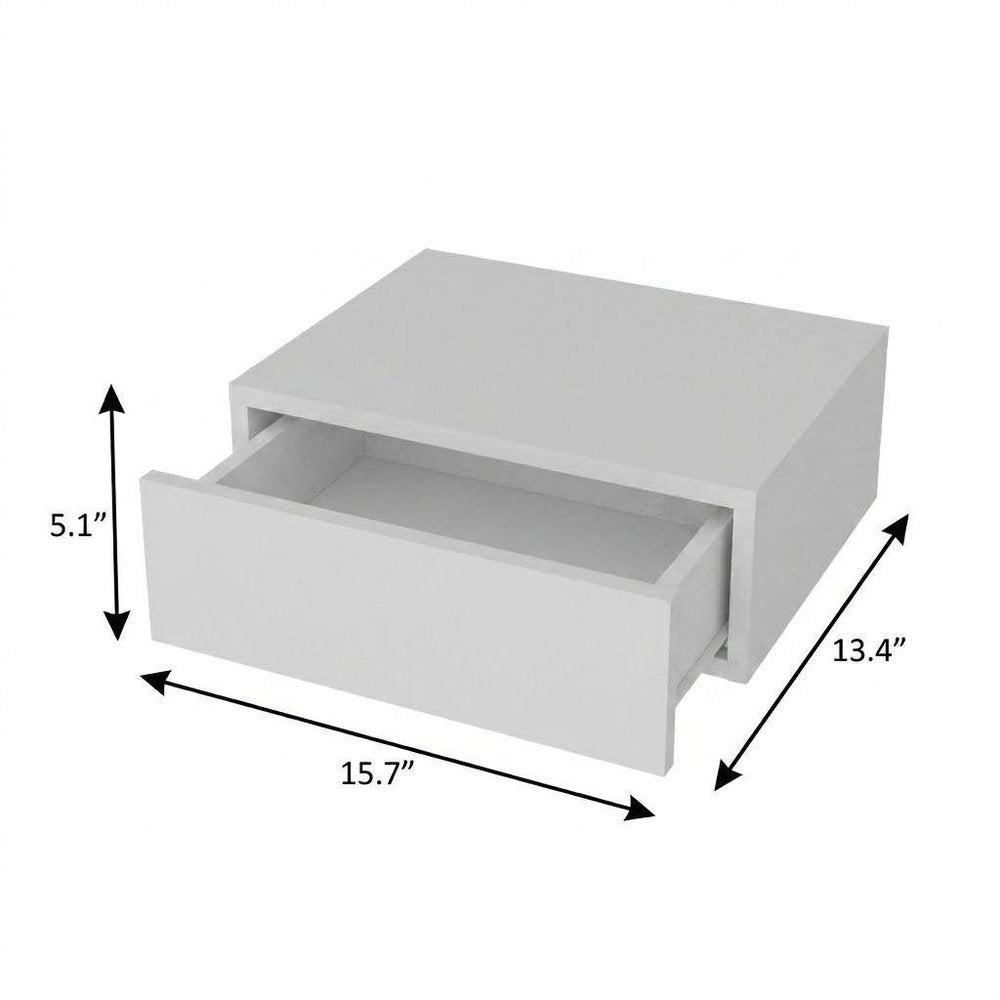 Set of Two 16 White Wood One Drawer Floating Nightstand
