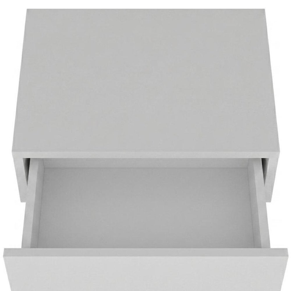 Set of Two 16 White Wood One Drawer Floating Nightstand