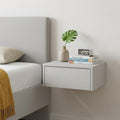 Set of Two 16 White Wood One Drawer Floating Nightstand