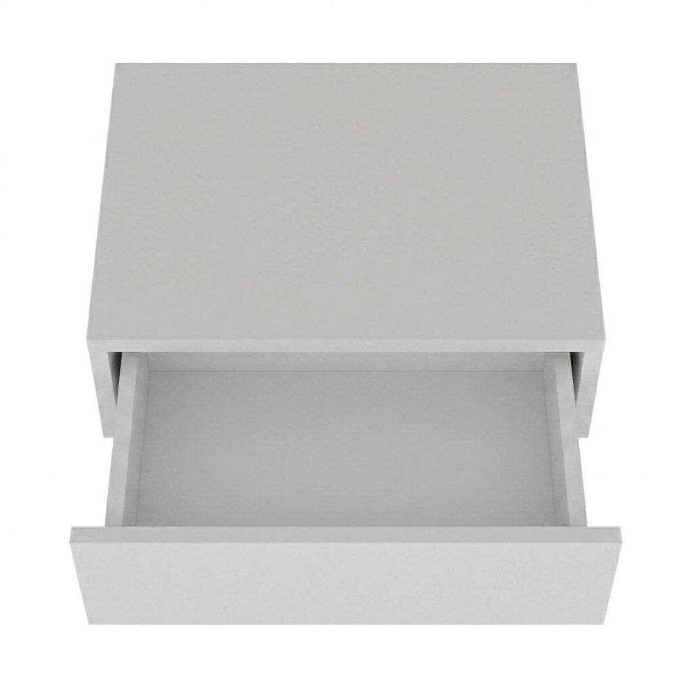 Set of Two 16 White Wood One Drawer Floating Nightstand