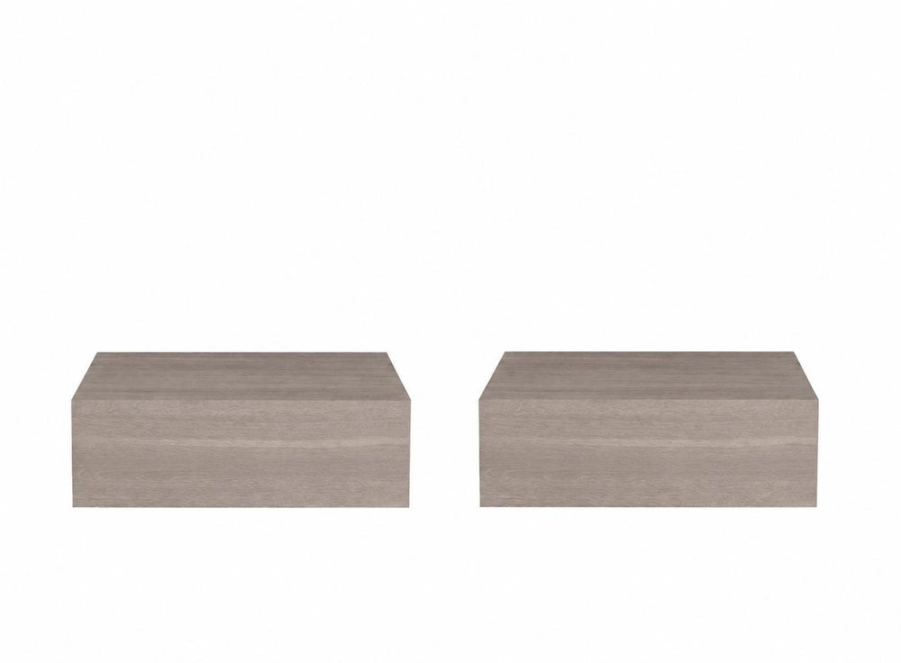 Set of Two 16 Gray Wood One Drawer Floating Nightstand