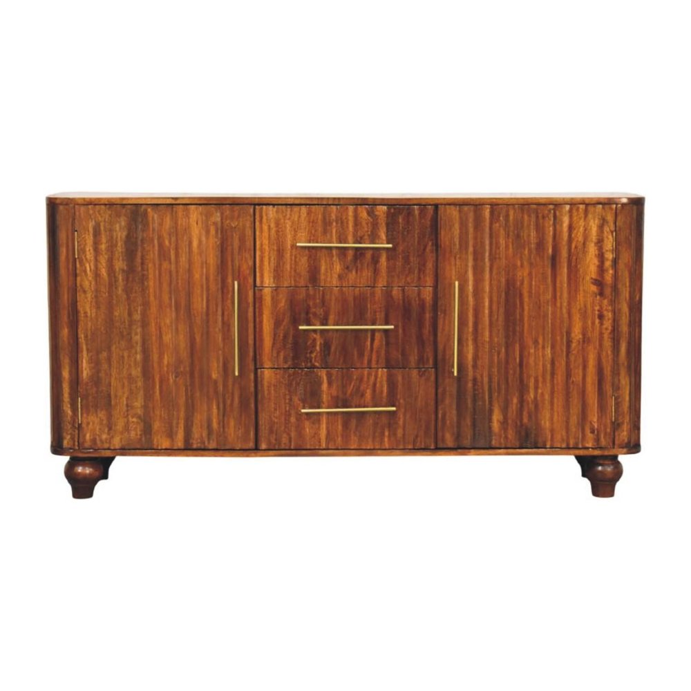 Brown Solid Wood Three Drawer Sideboard - 57-inch