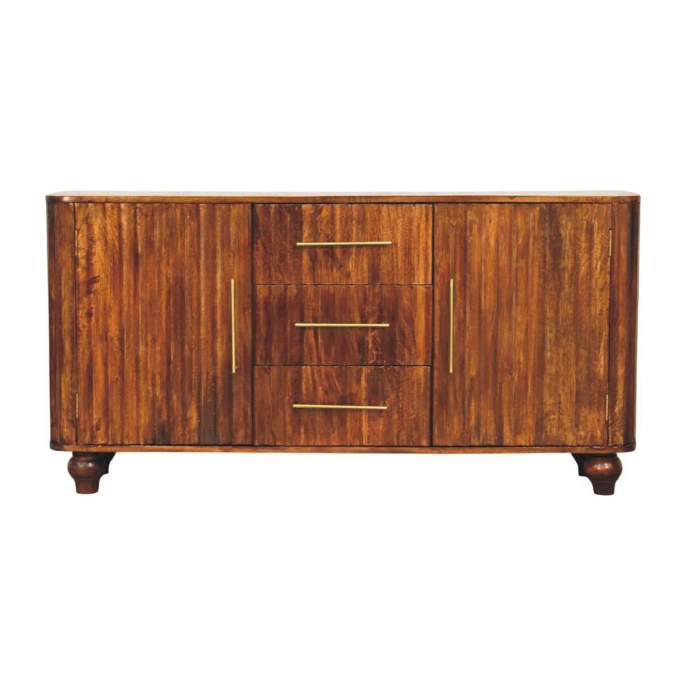 Brown Solid Wood Three Drawer Sideboard - 57-inch