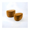 Set of Two Yellow Chenille Round Storage Ottoman - 34-inch