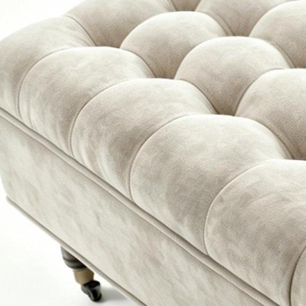 Gray and Black Rolling Chenille Tufted Storage Ottoman - 34-inch