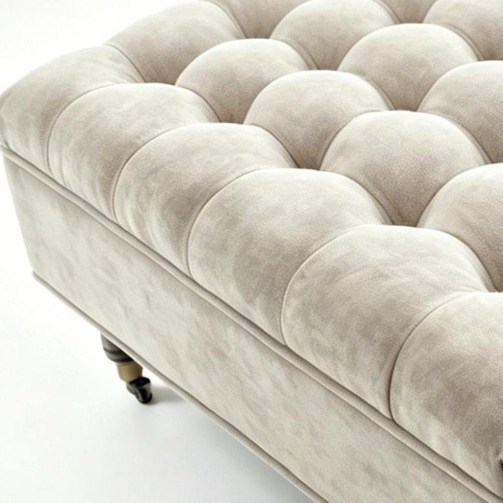 Gray and Black Rolling Chenille Tufted Storage Ottoman - 34-inch