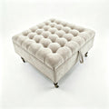 Gray and Black Rolling Chenille Tufted Storage Ottoman - 34-inch