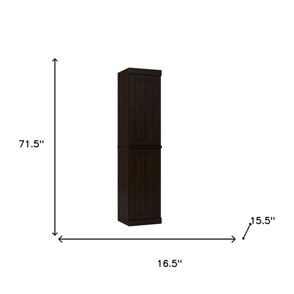 Espresso Solid Wood Two Door Pantry or Storage Closet - 72-inch