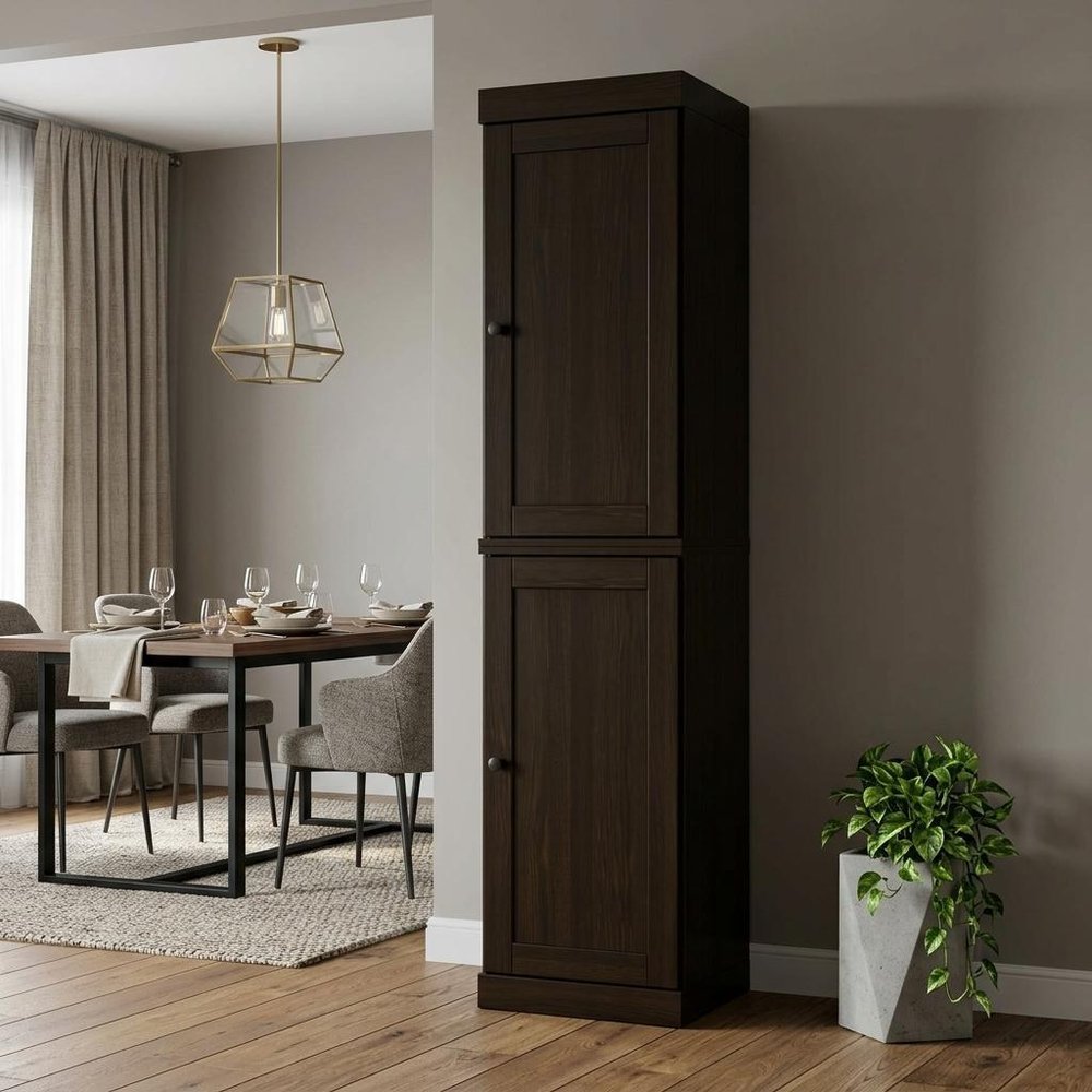 Espresso Solid Wood Two Door Pantry or Storage Closet - 72-inch