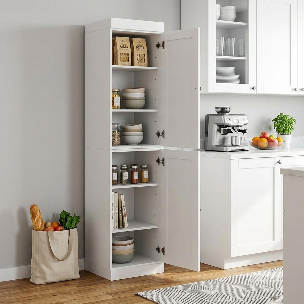 White Solid Wood Two Door Pantry or Storage Closet - 72-inch
