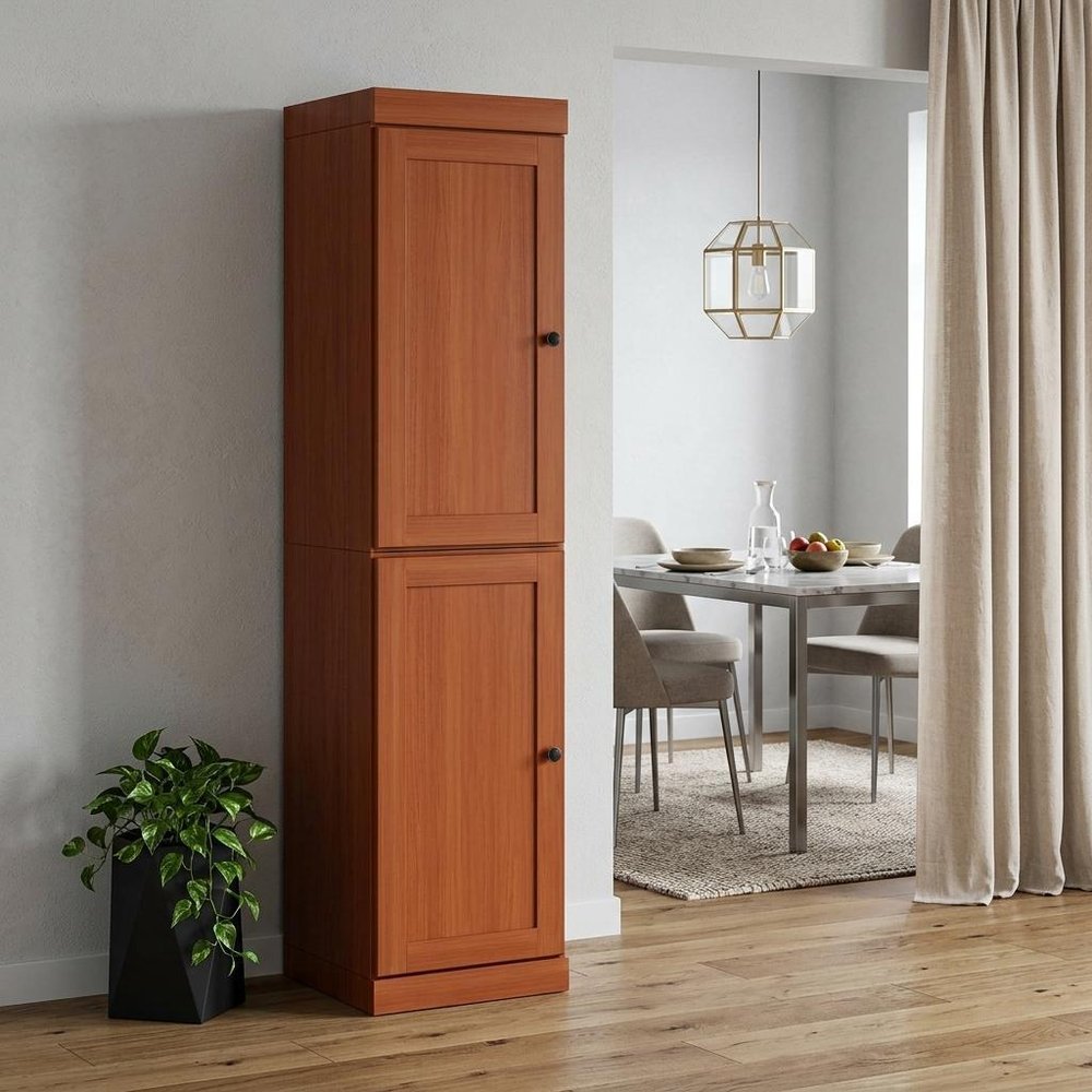 Coffee Solid Wood Two Door Pantry or Storage Closet - 72-inch