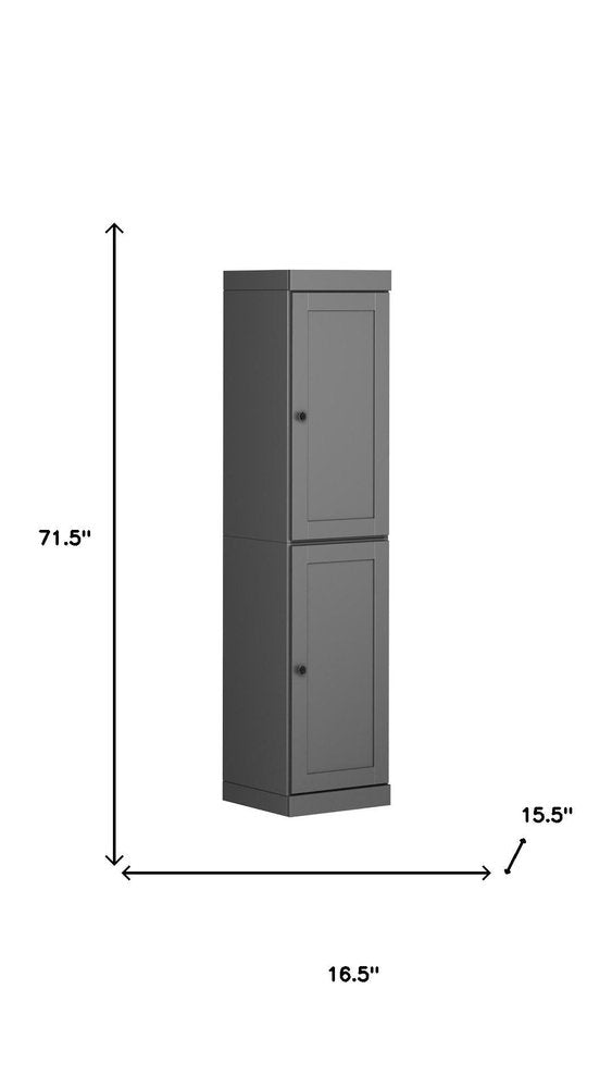 Gray Solid Wood Two Door Pantry or Storage Closet - 72-inch