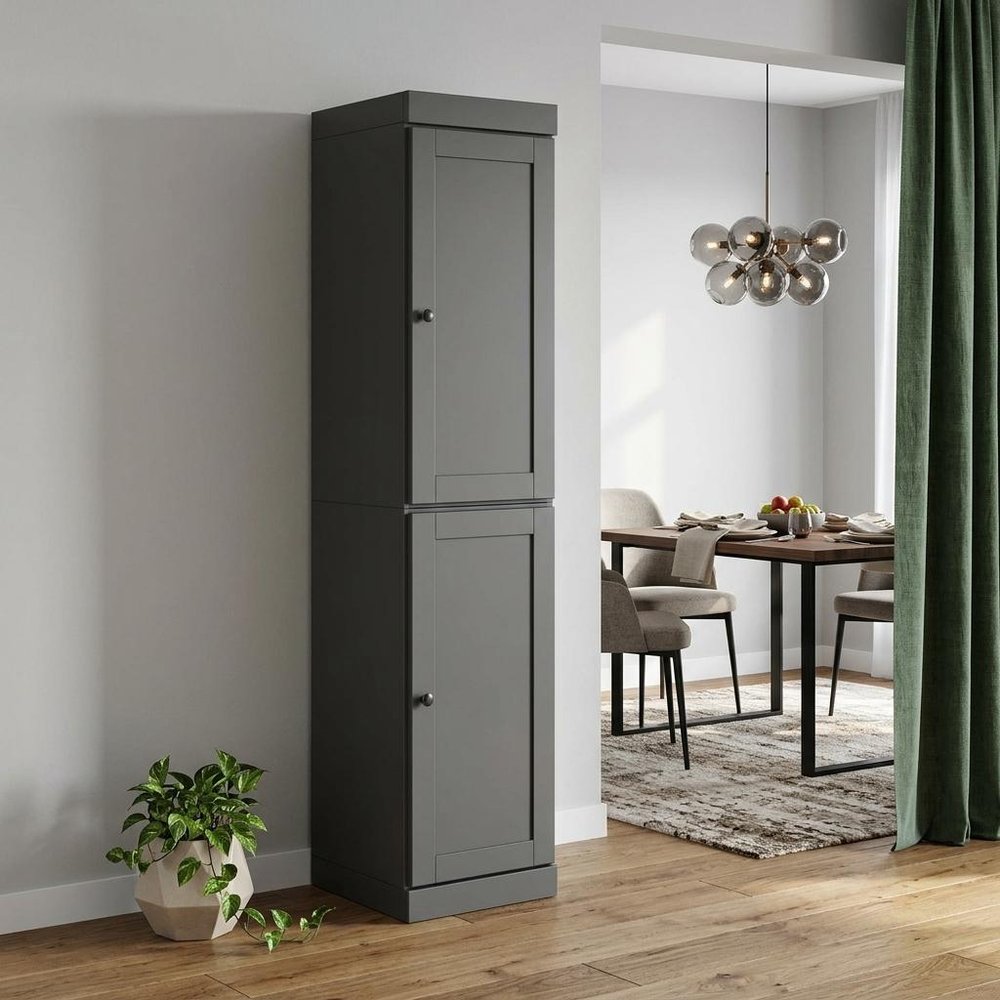 Gray Solid Wood Two Door Pantry or Storage Closet - 72-inch