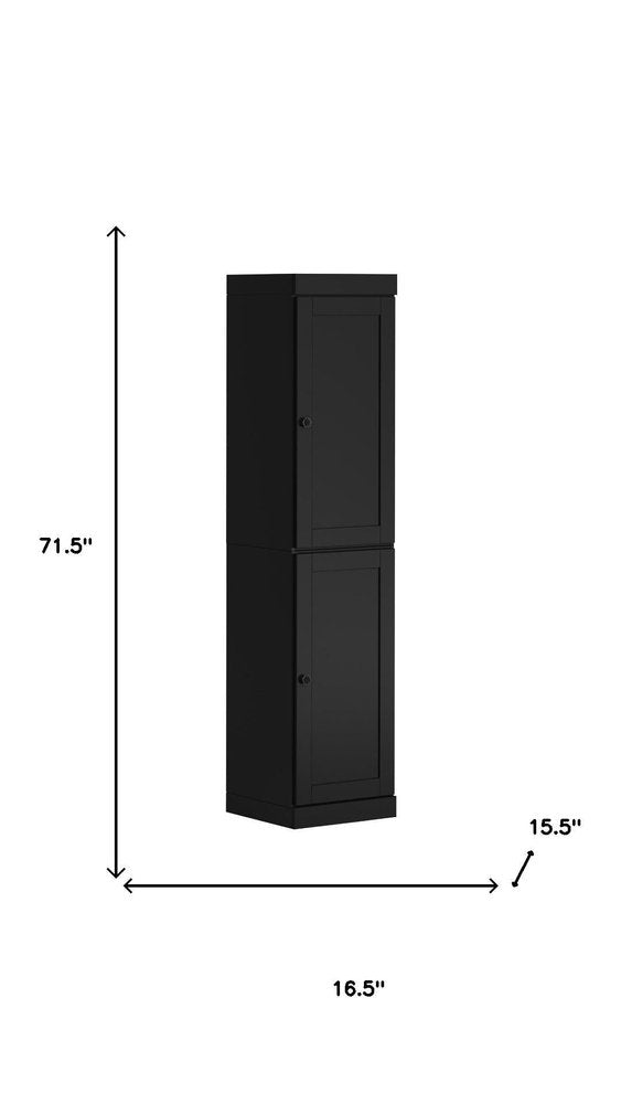Black Solid Wood Two Door Pantry or Storage Closet - 72-inch