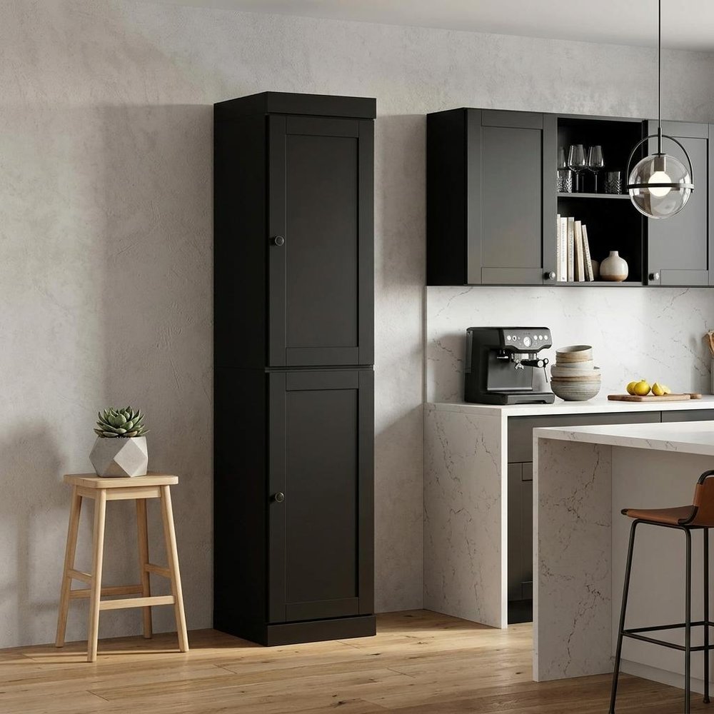Black Solid Wood Two Door Pantry or Storage Closet - 72-inch
