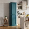 Teal Blue Solid Wood Two Door Pantry or Storage Closet - 72-inch