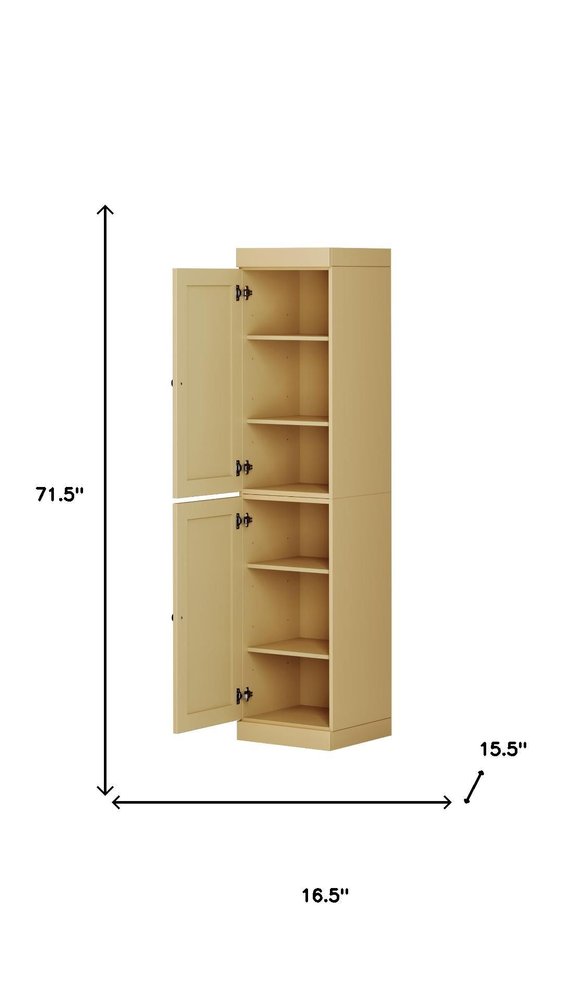 Yellow Solid Wood Two Door Pantry or Storage Closet - 72-inch