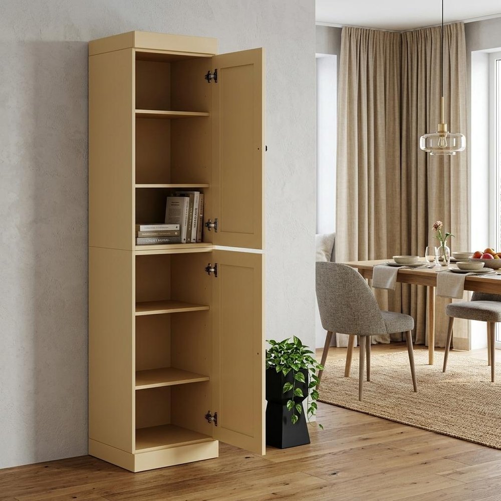 Yellow Solid Wood Two Door Pantry or Storage Closet - 72-inch