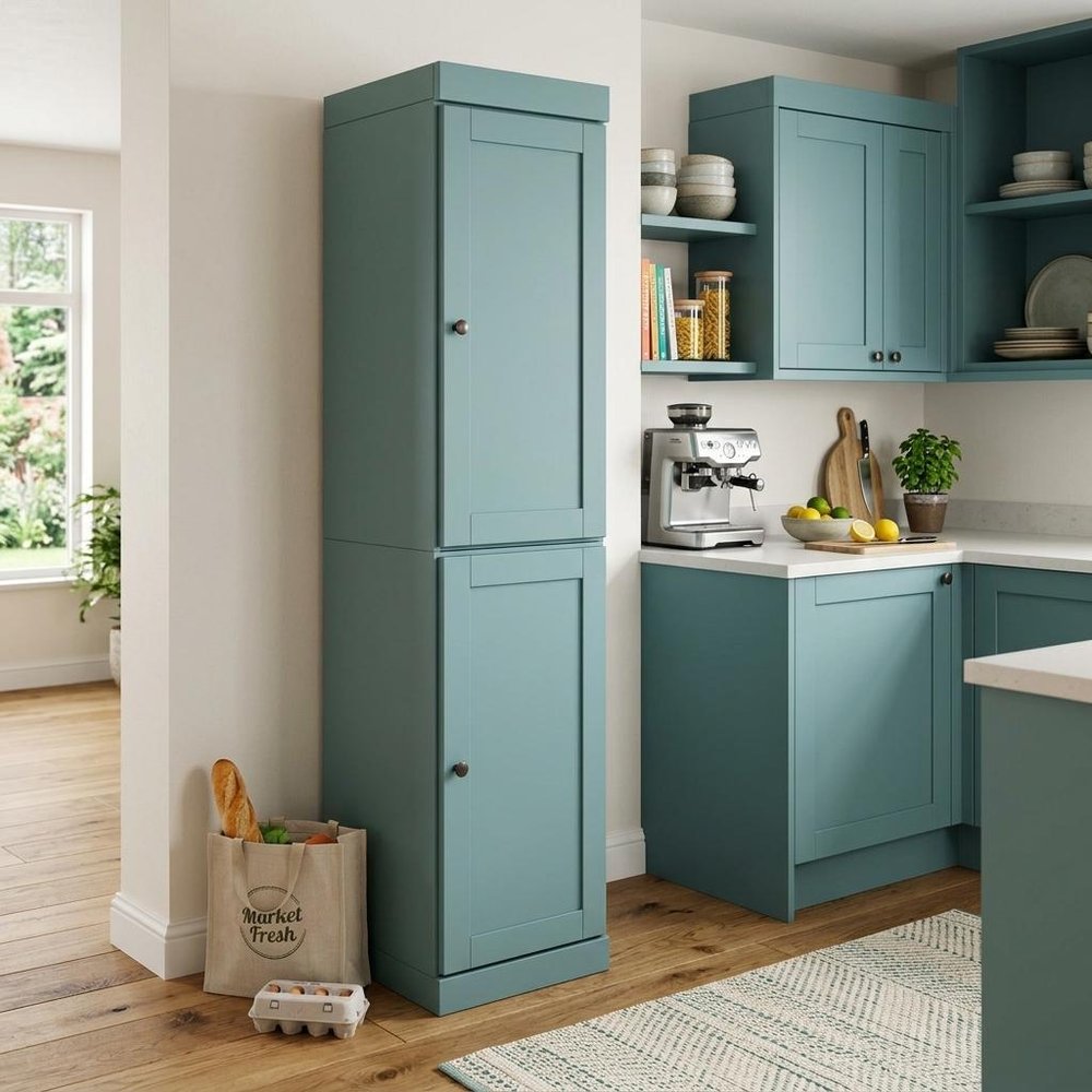 Aqua Solid Wood Two Door Pantry or Storage Closet - 72-inch