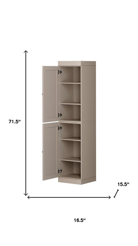 Beige Solid Wood Two Door Pantry or Storage Closet - 72-inch