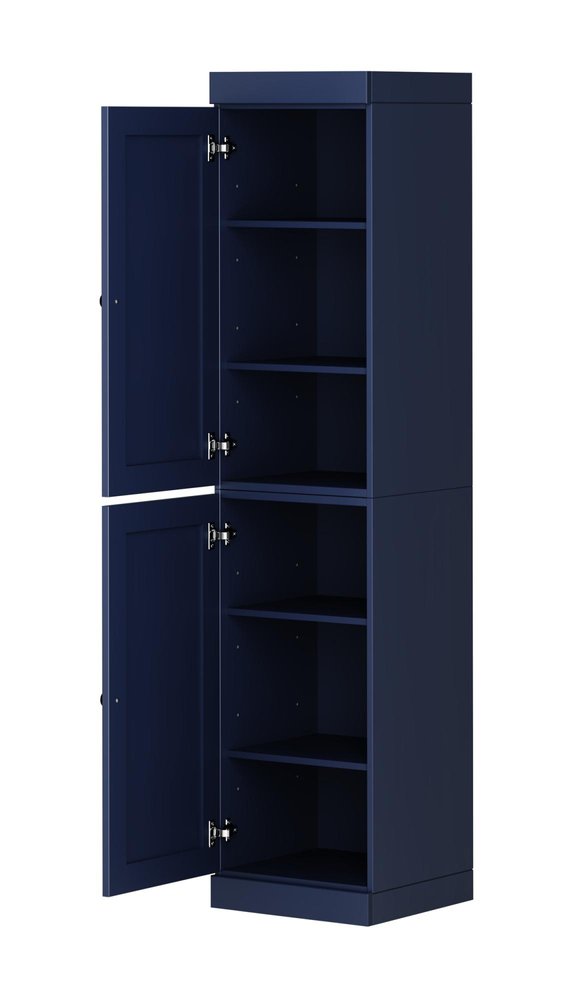 Navy Blue Solid Wood Two Door Pantry or Storage Closet - 72-inch