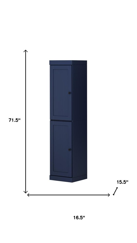 Navy Blue Solid Wood Two Door Pantry or Storage Closet - 72-inch