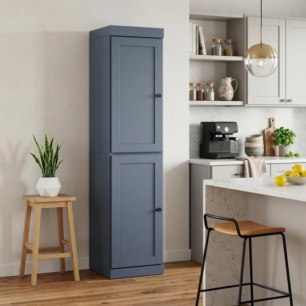 French Blue Solid Wood Two Door Pantry or Storage Closet - 72-inch