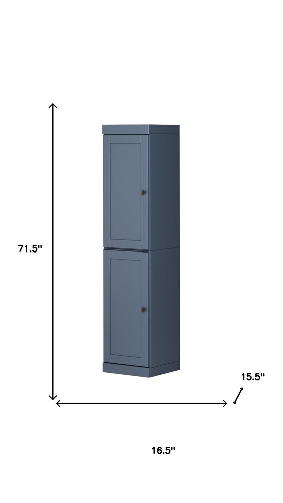 French Blue Solid Wood Two Door Pantry or Storage Closet - 72-inch