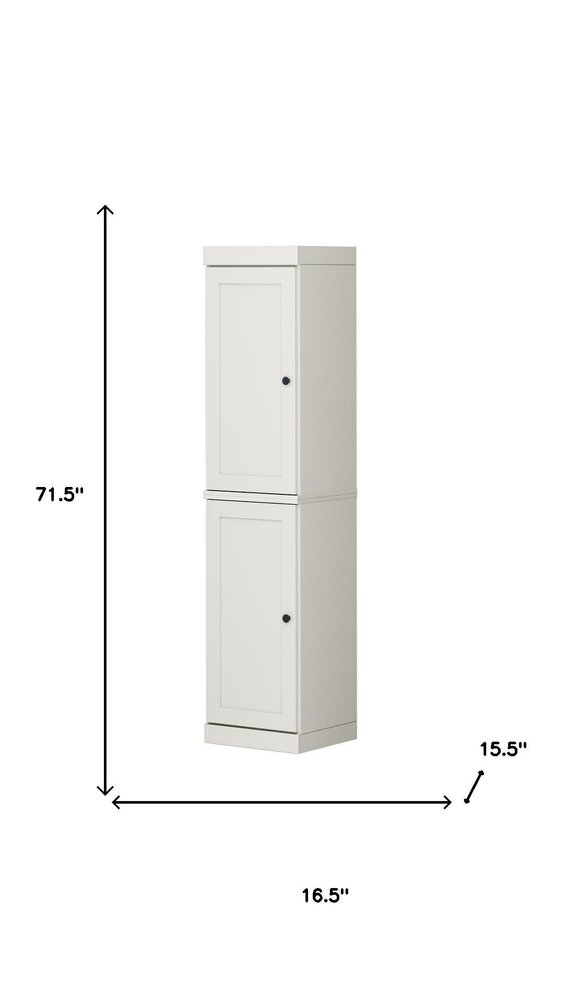Off White Solid Wood Two Door Pantry or Storage Closet - 72-inch