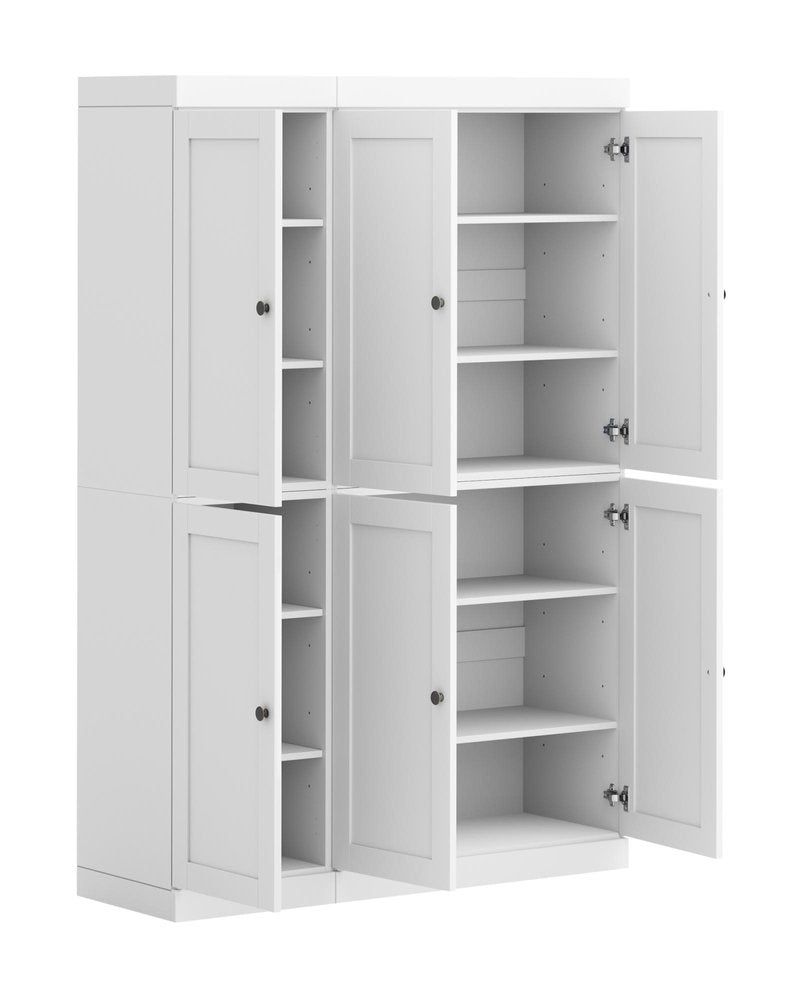 White Solid Wood 8 Pantry or Storage Closet - 72-inch