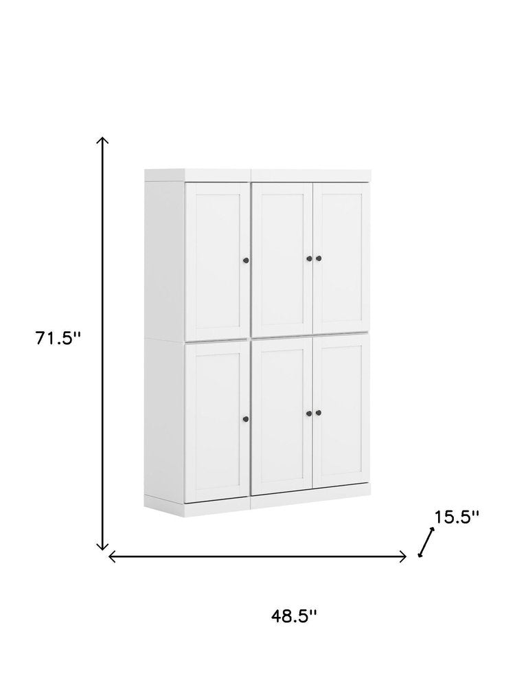 White Solid Wood 8 Pantry or Storage Closet - 72-inch