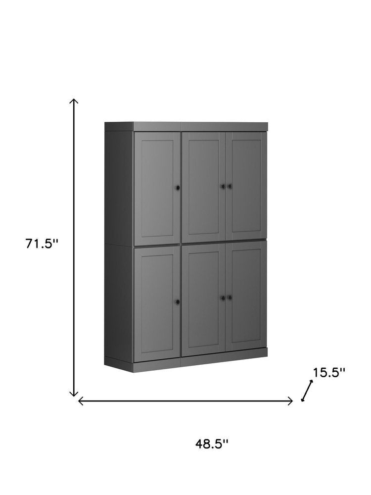 Gray Solid Wood 8 Pantry or Storage Closet - 72-inch