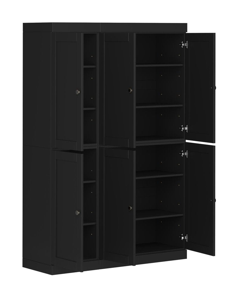 Black Solid Wood 8 Pantry or Storage Closet - 72-inch
