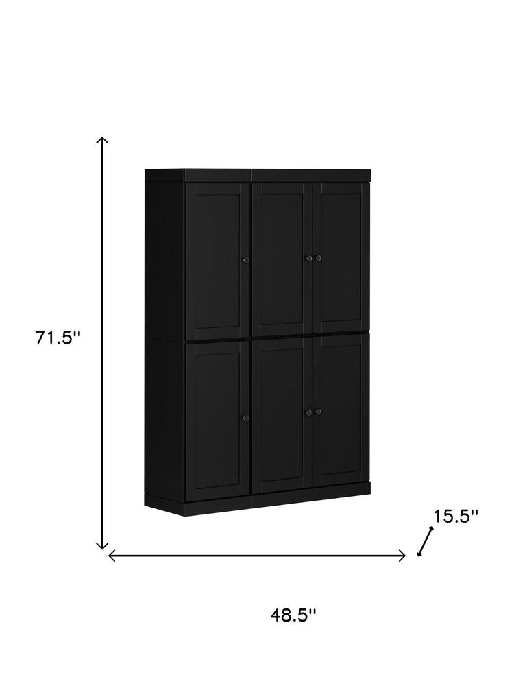 Black Solid Wood 8 Pantry or Storage Closet - 72-inch