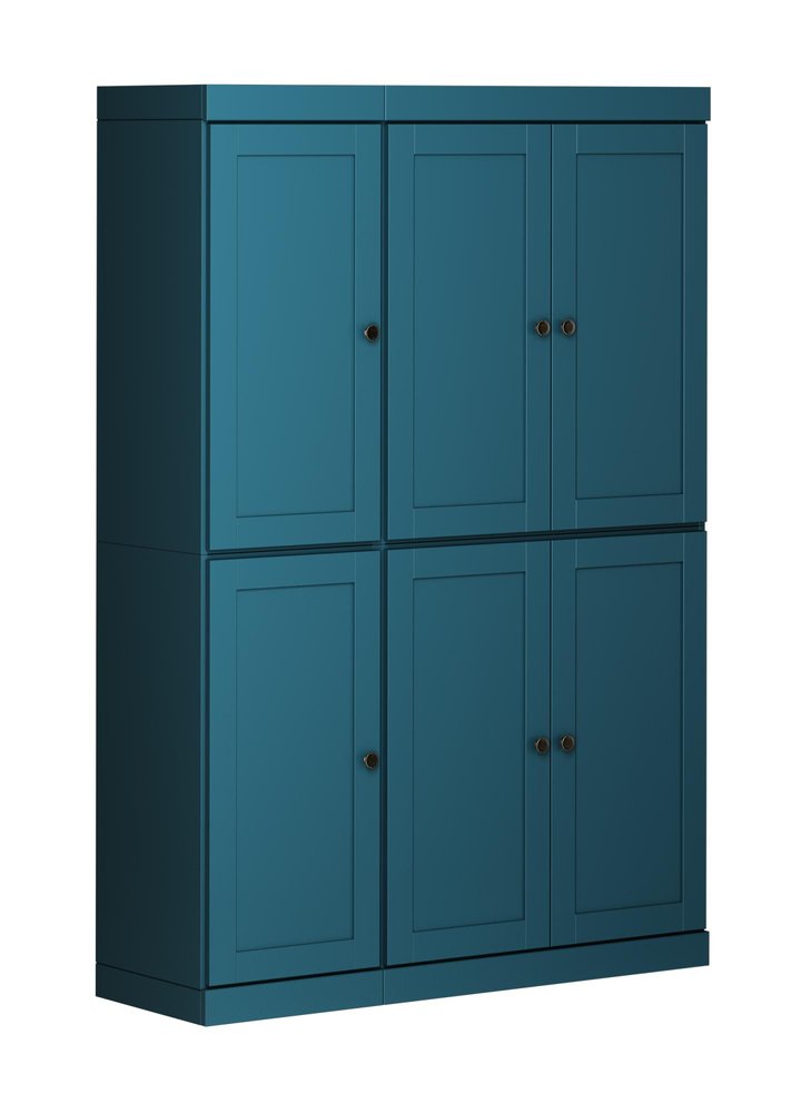 Teal Blue Solid Wood 8 Pantry or Storage Closet - 72-inch