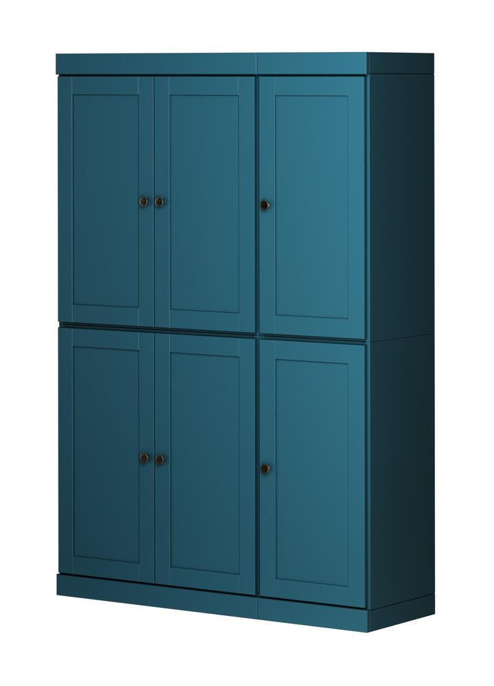 Teal Blue Solid Wood 8 Pantry or Storage Closet - 72-inch
