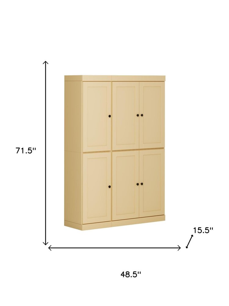 Yellow Solid Wood 8 Pantry or Storage Closet - 72-inch