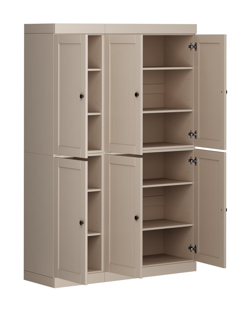 Beige Solid Wood 8 Pantry or Storage Closet - 72-inch
