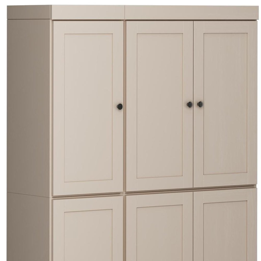Beige Solid Wood 8 Pantry or Storage Closet - 72-inch