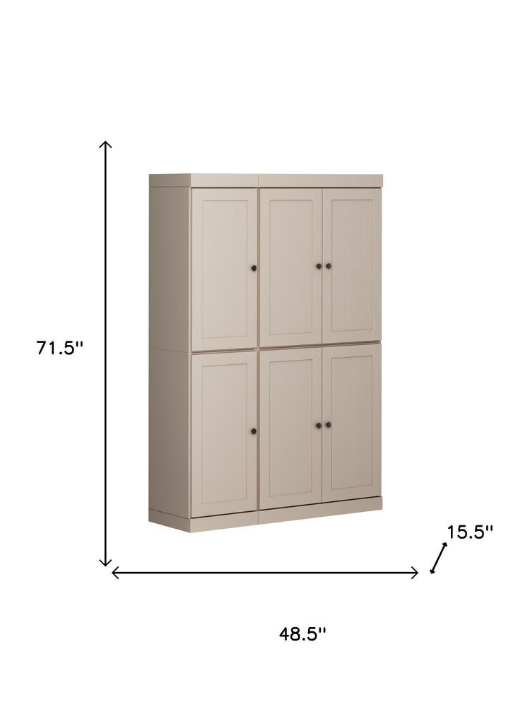 Beige Solid Wood 8 Pantry or Storage Closet - 72-inch