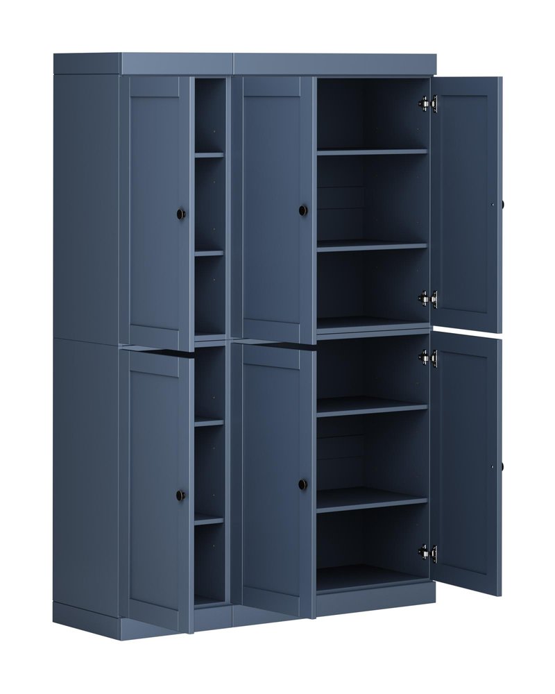 French Blue Solid Wood 8 Pantry or Storage Closet - 72-inch