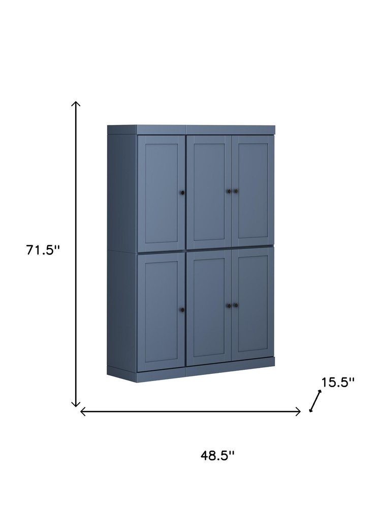 French Blue Solid Wood 8 Pantry or Storage Closet - 72-inch