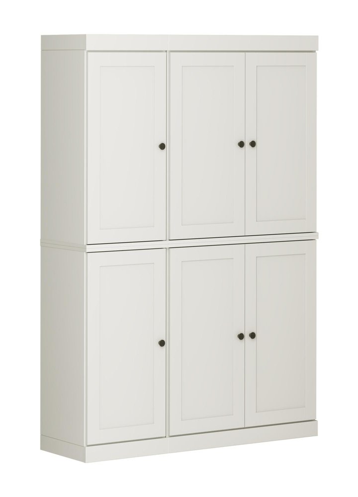 Off White Solid Wood 8 Pantry or Storage Closet - 72-inch