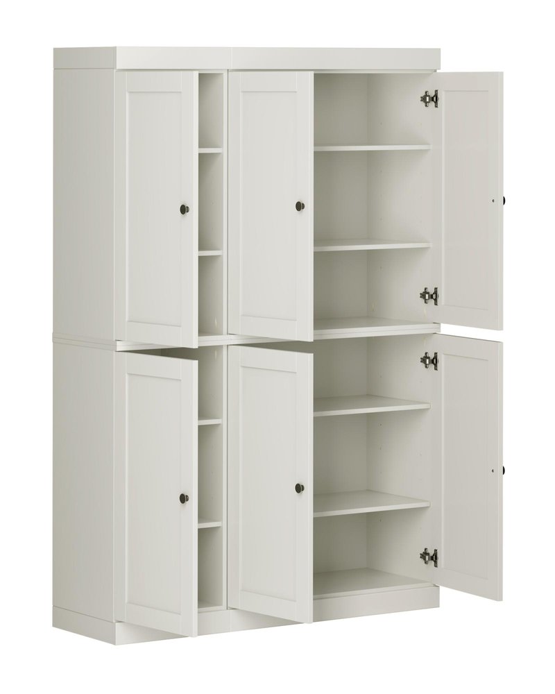 Off White Solid Wood 8 Pantry or Storage Closet - 72-inch