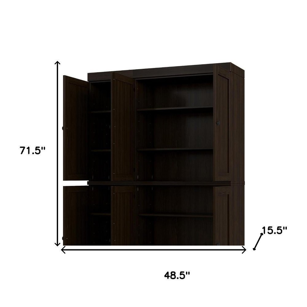 Espresso Solid Wood 8 Pantry or Storage Closet - 72-inch