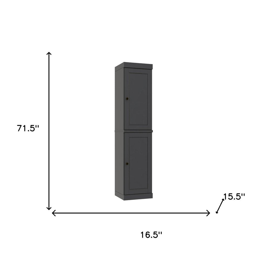 Gray Solid Wood Two Door Pantry or Storage Closet - 72-inch