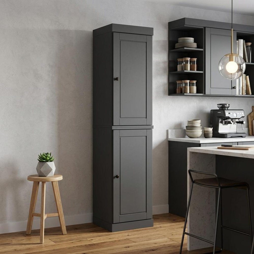 Gray Solid Wood Two Door Pantry or Storage Closet - 72-inch
